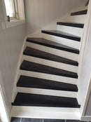 Svarta plansteg i massiv Ask - Ask, Målad, Svart, Trappsteg